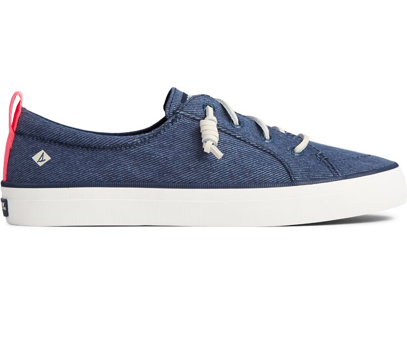 Sperry Crest Vibe Washed Twill Sneakers - Women's Sneakers - Navy [FM9817645] Sperry Top Sider Irela